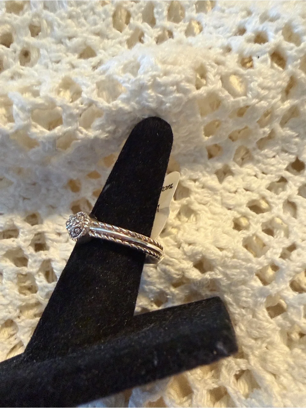Brighton Silver Crystal Pave Disc Stackable Ring - Picture 9 of 12
